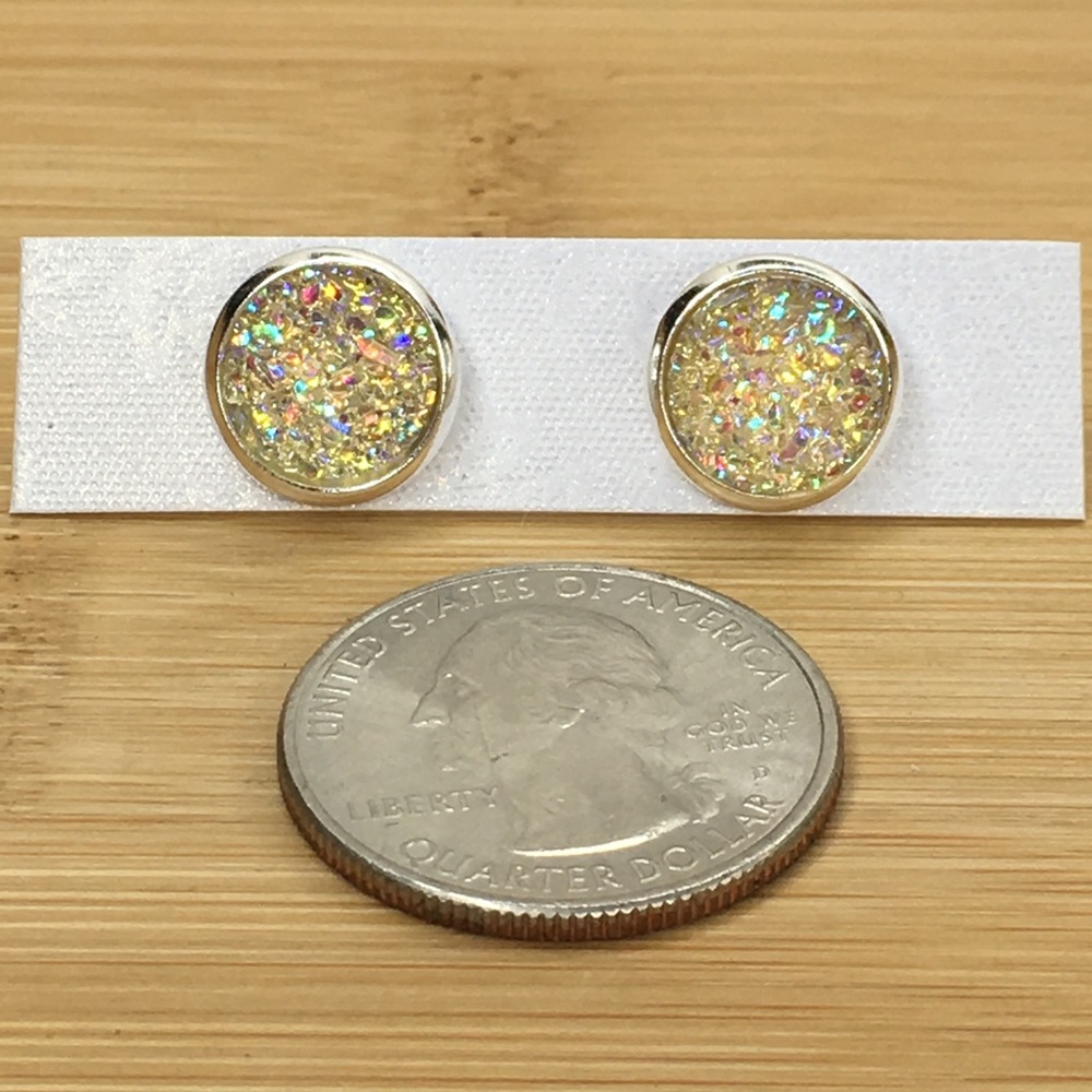 Yellow Faux Druzy Earrings - Picture 1 of 7